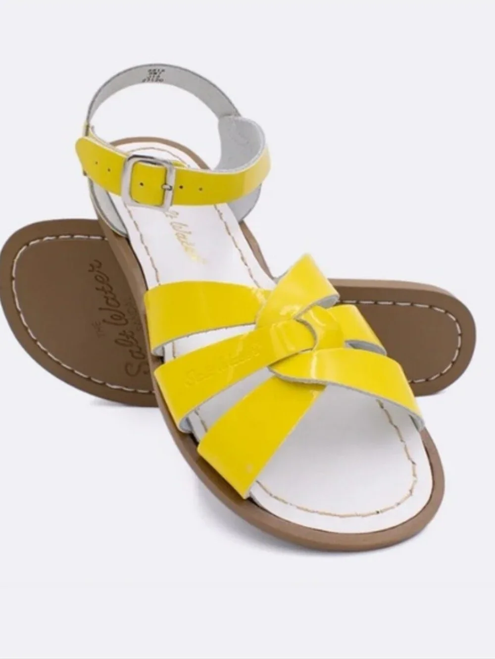 Saltwater Sandals By Hoy Original Patent Yellow Leather Size 8wms - Picture 8 of 8